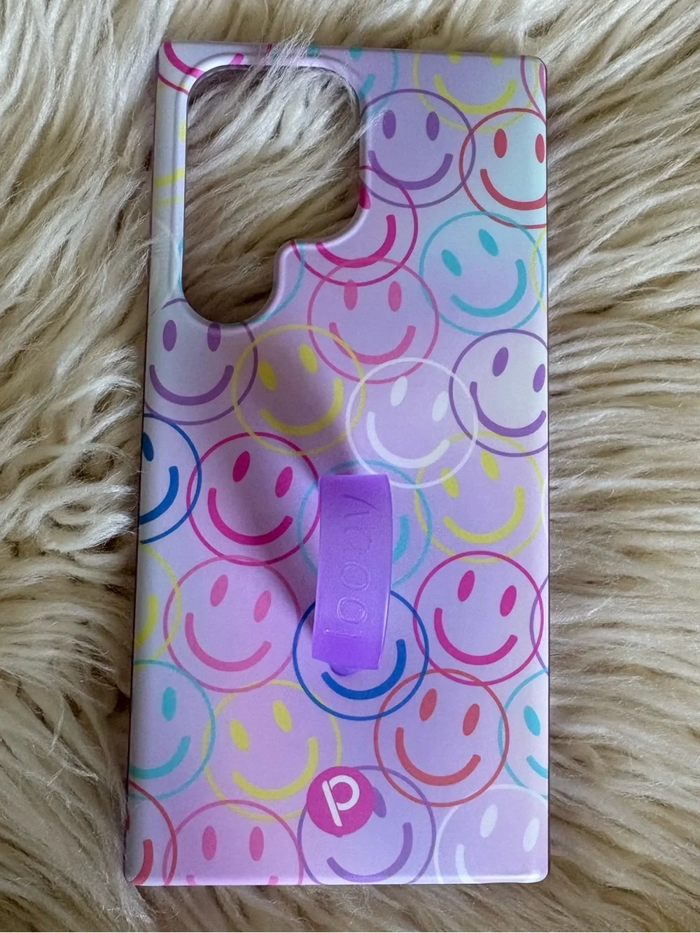 New Galaxy S23 Ultra Smileys Loopy Purple Smiley Faces Anti-Drop Case & Dust Bag